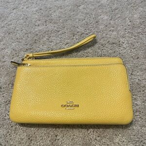 Coach Vibrant Yellow Leather Wristlet Wallet